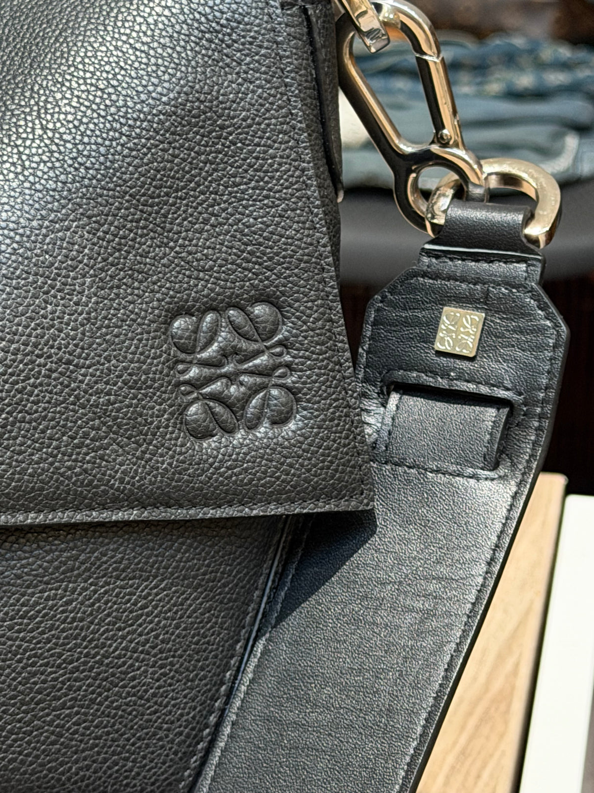 Loewe black leather shoulder bag