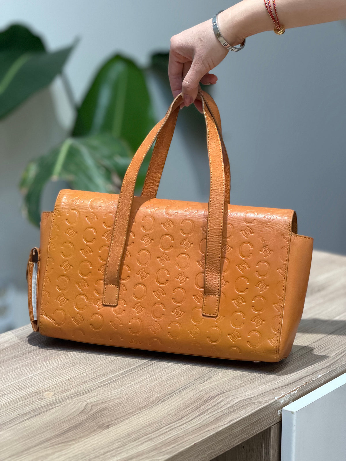 Celine Tan Embossed Leather Tote