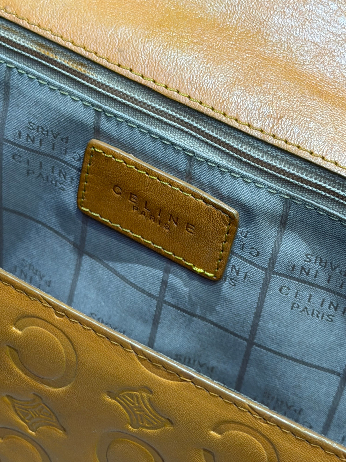Celine Tan Embossed Leather Tote