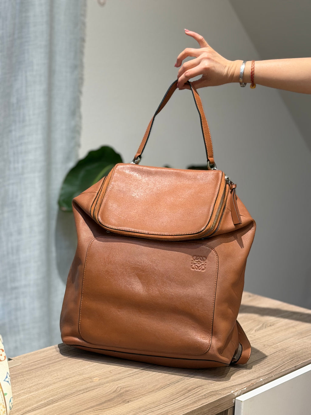 Celine brown leather backpack