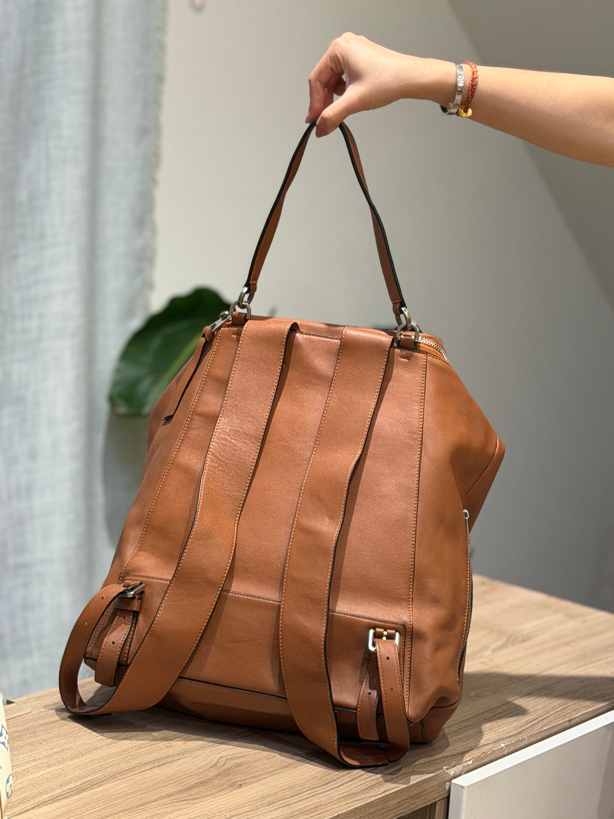Celine brown leather backpack