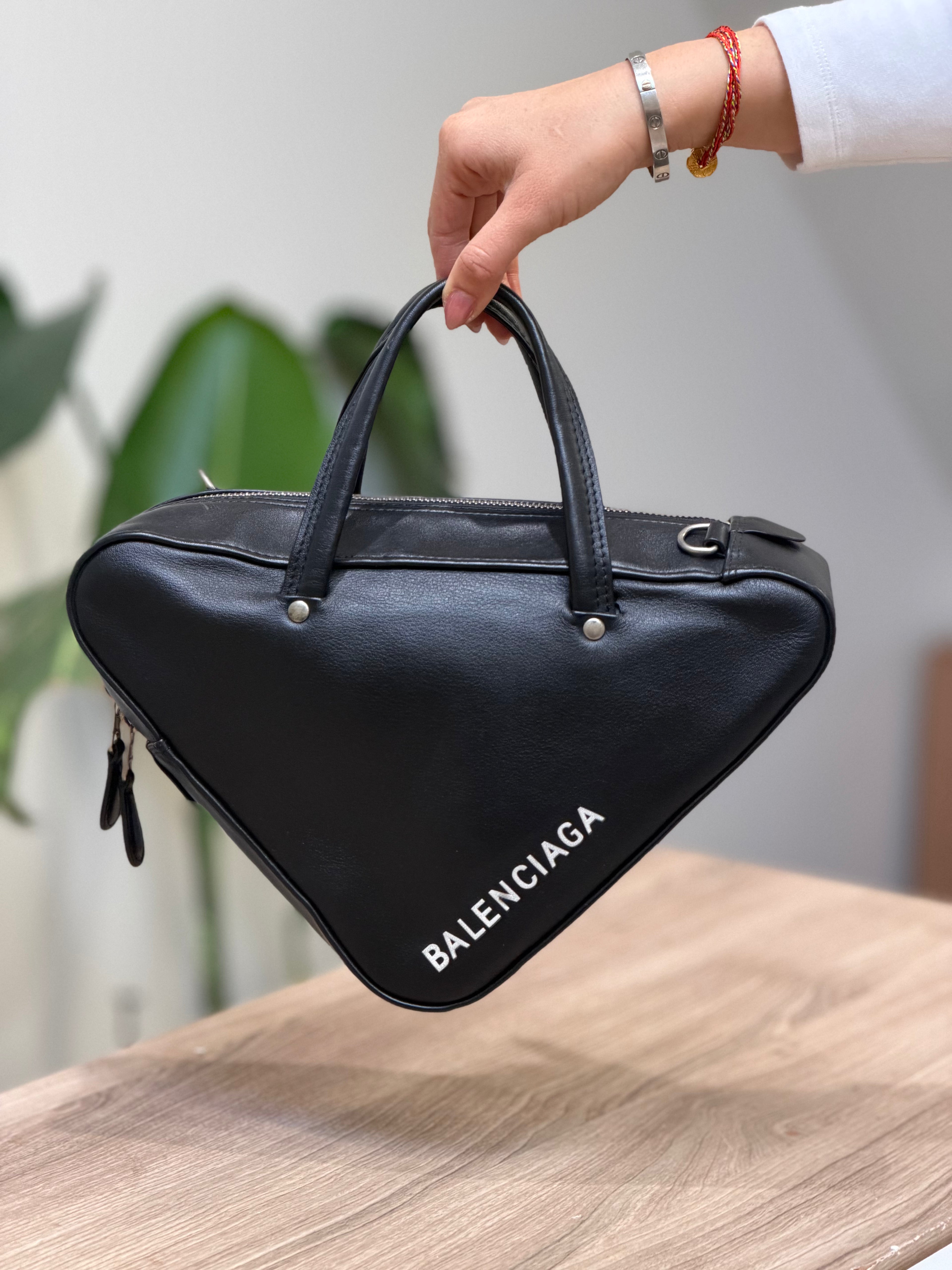 Balenciaga Black Leather Triangle Bag