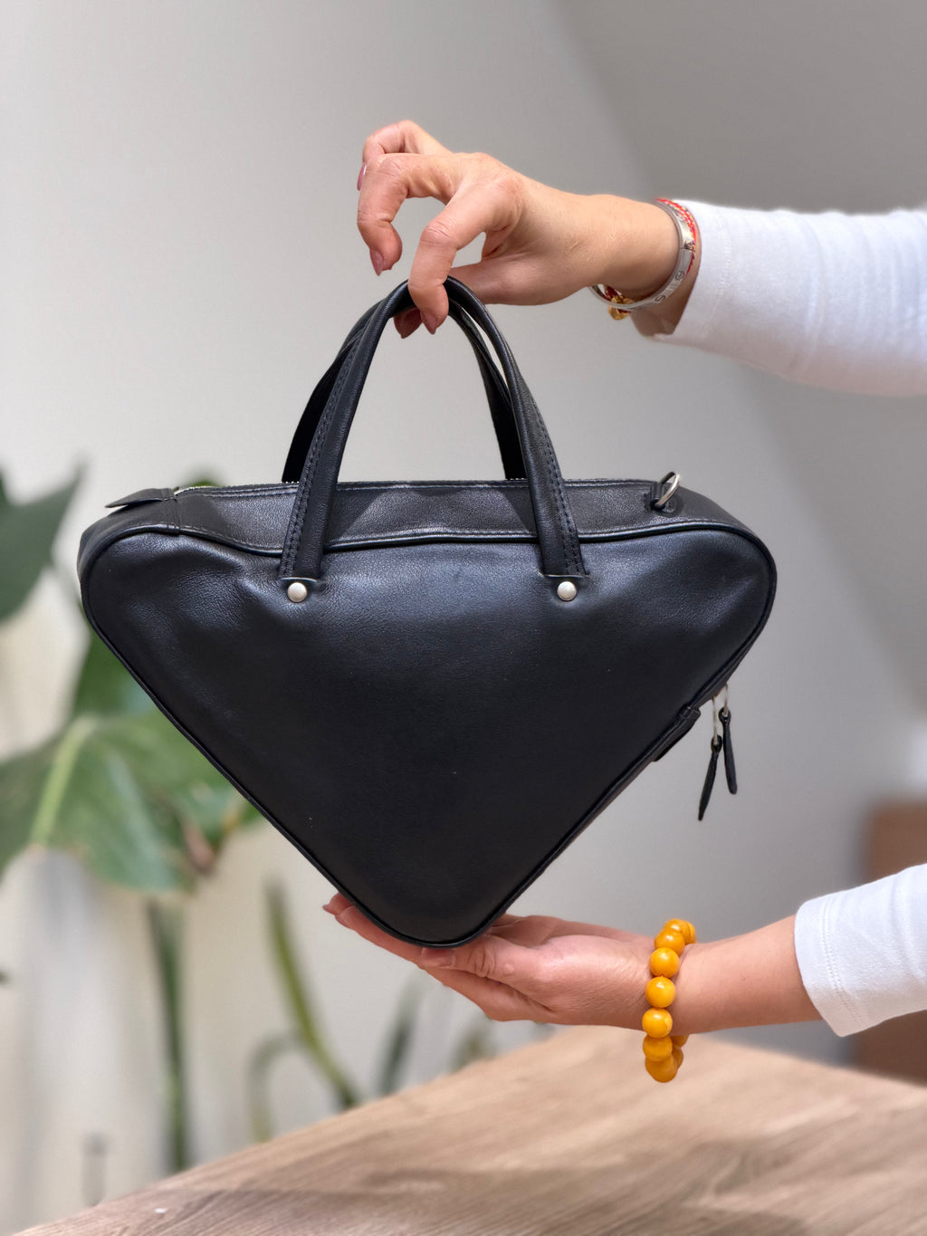 Balenciaga Black Leather Triangle Bag