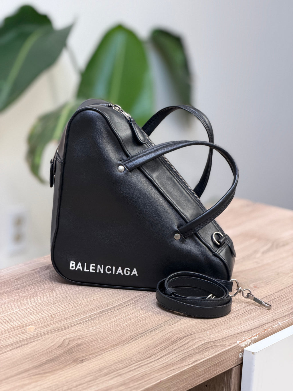 Balenciaga Black Leather Triangle Bag