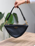 Prada Triangle Shoulder Bag – Black & Green Geometric Print
