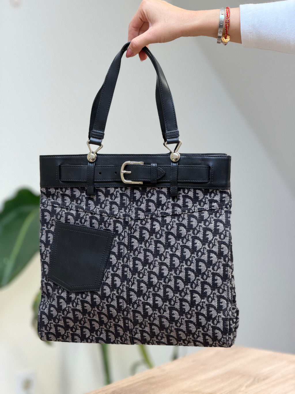 Dior Oblique Canvas Tote Bag – Navy & Gray