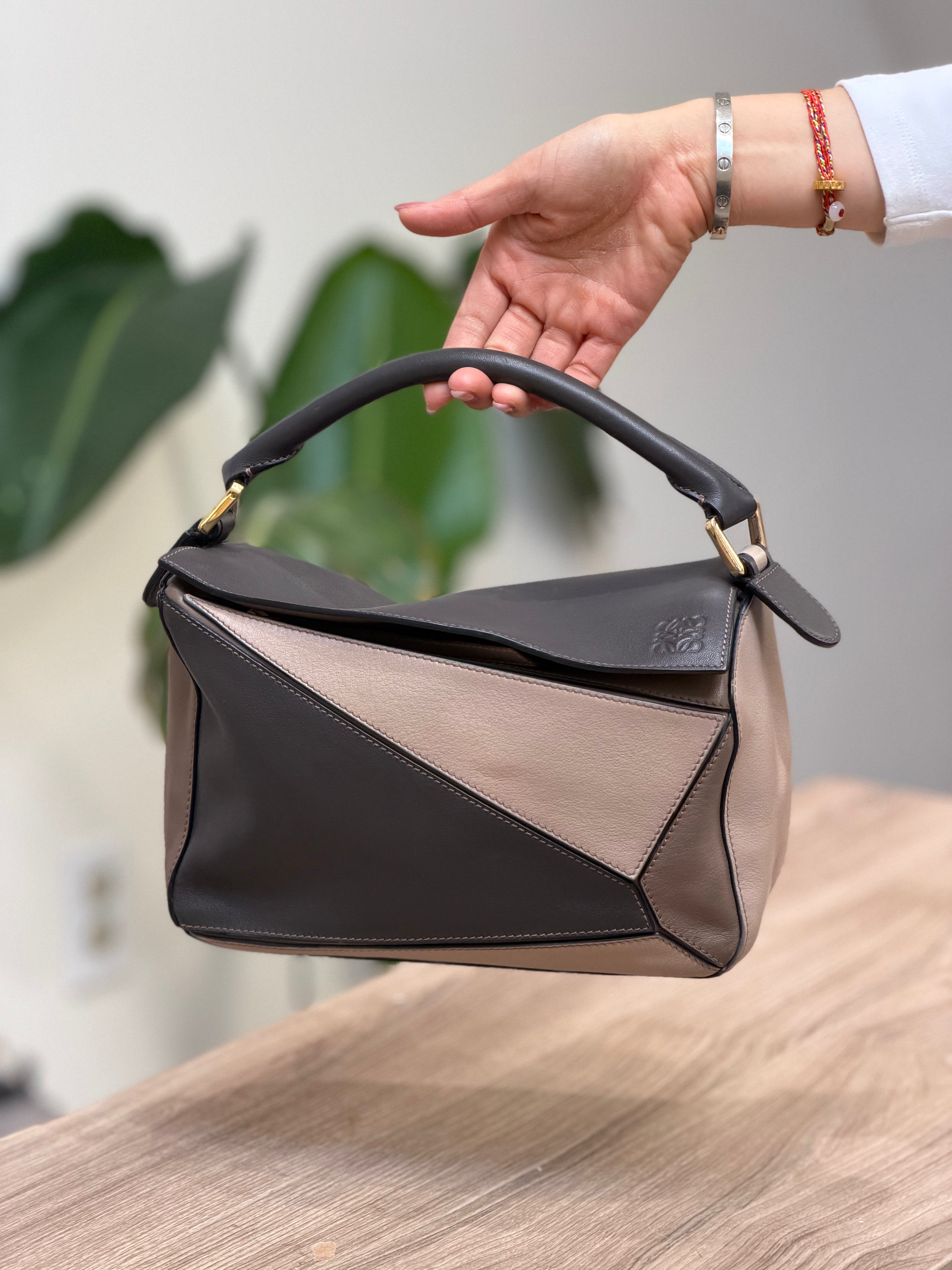 Loewe Puzzle Edge Bag – Black & Taupe Leather