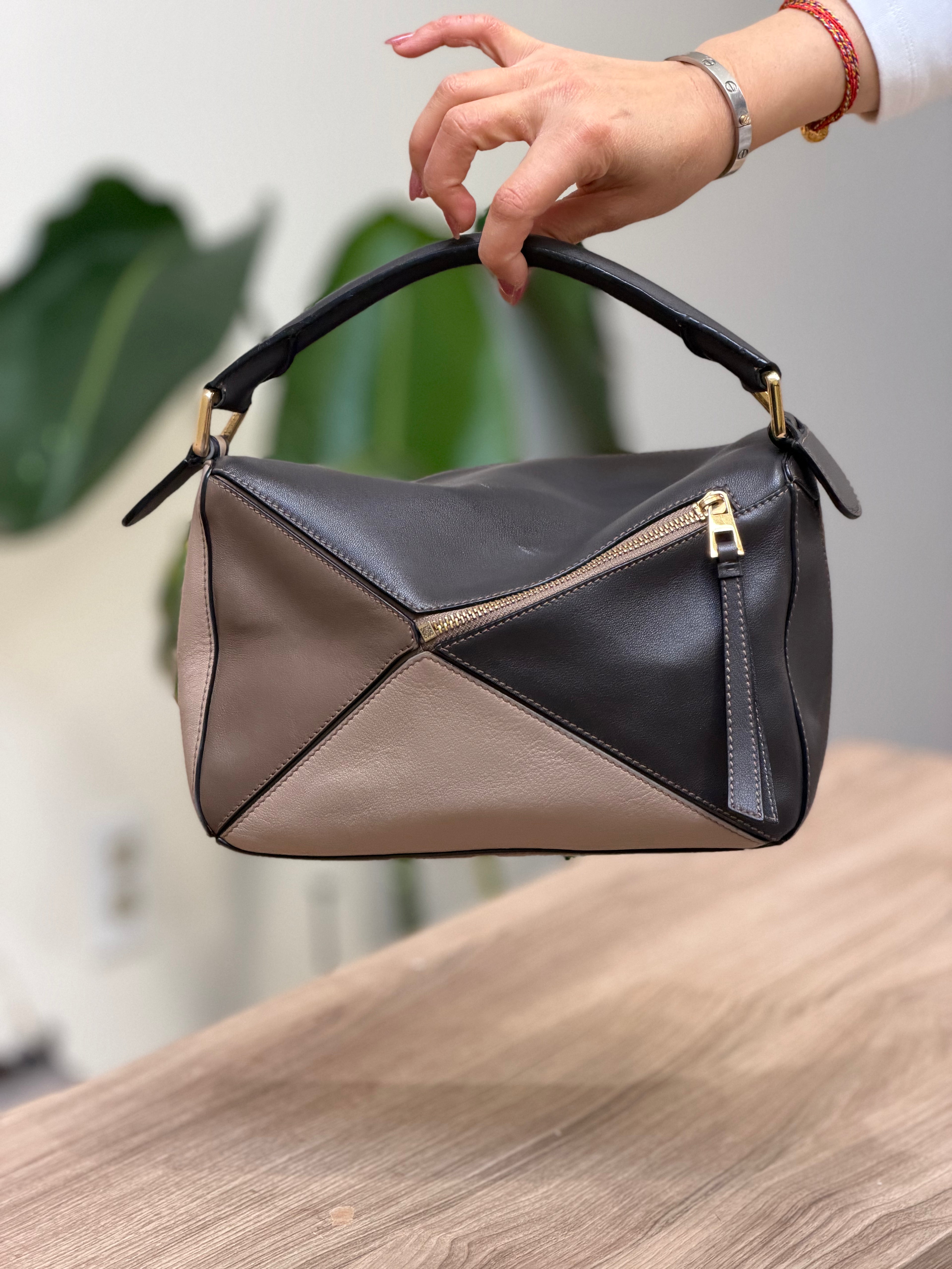 Loewe Puzzle Edge Bag – Black & Taupe Leather