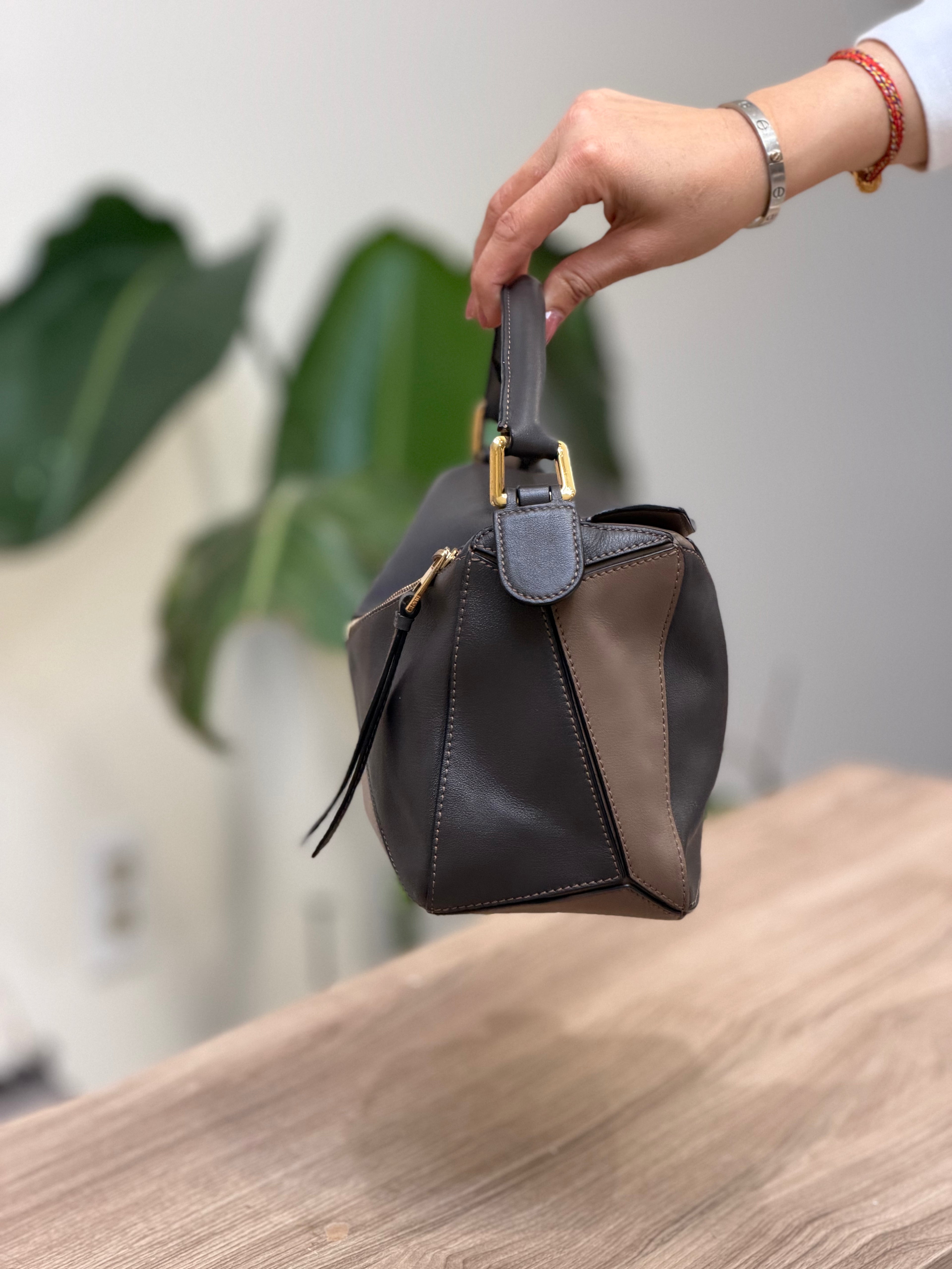 Loewe Puzzle Edge Bag – Black & Taupe Leather