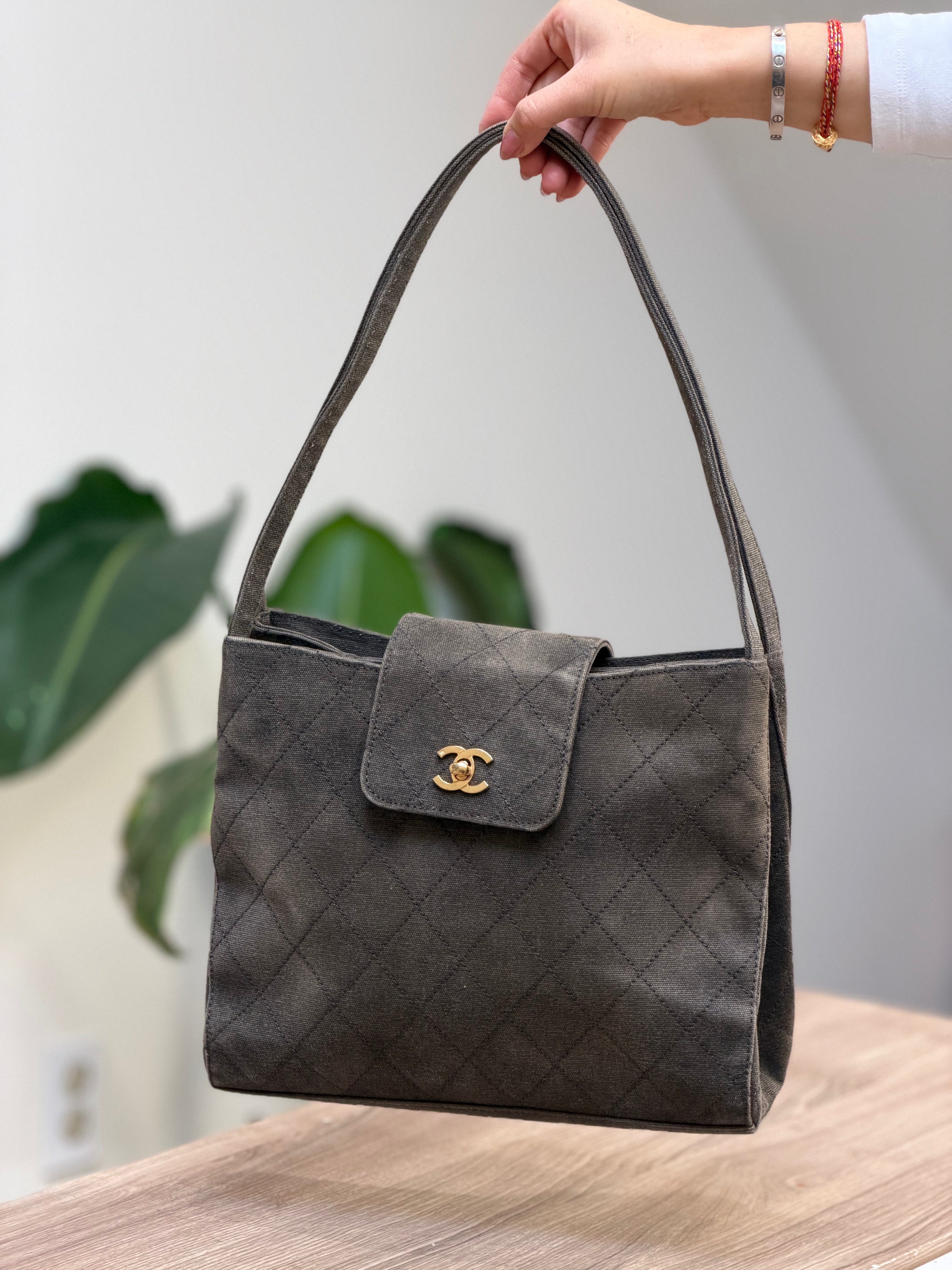 Chanel Quilted Shoulder Bag – Charcoal Gray