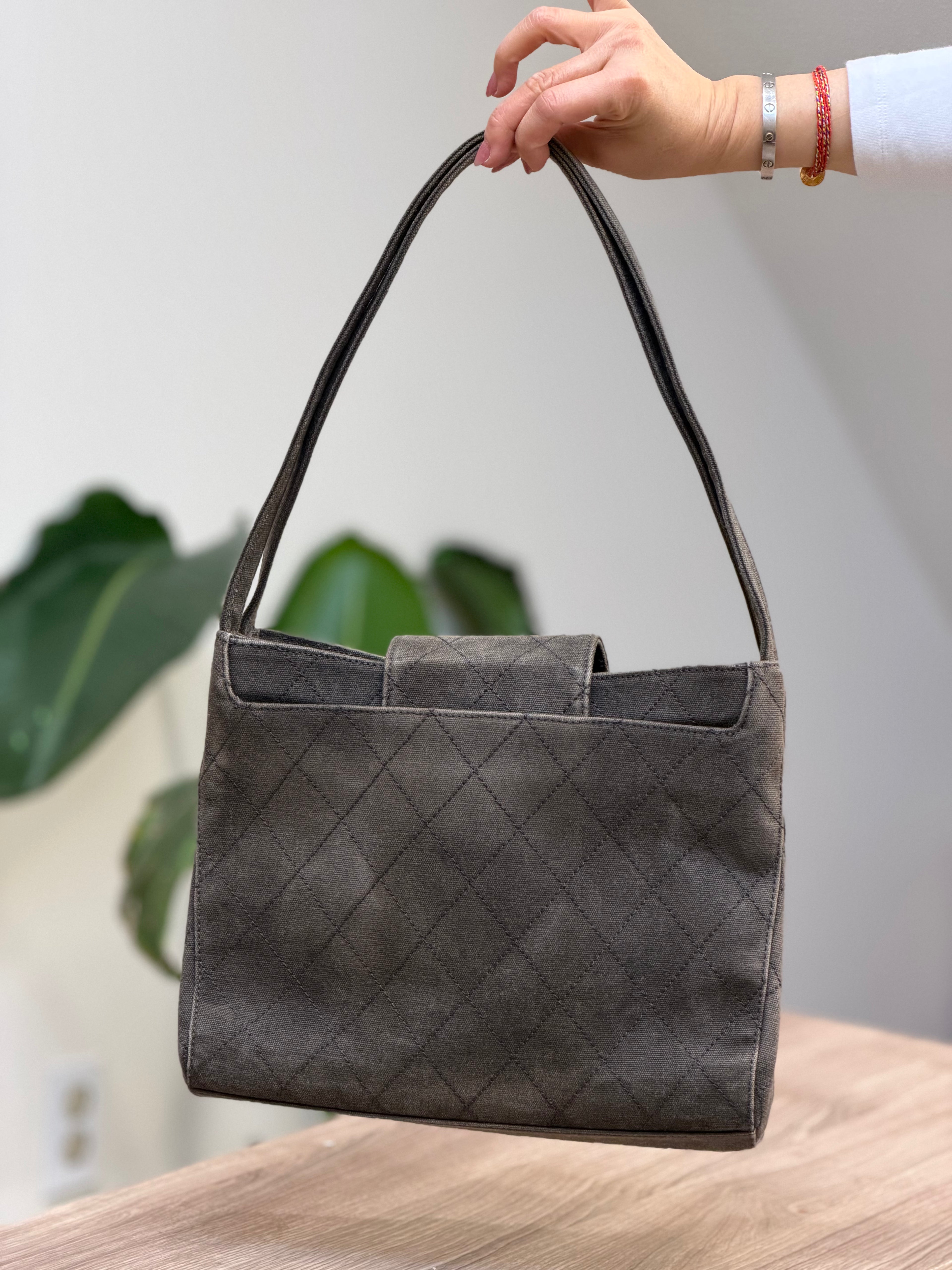 Chanel Quilted Shoulder Bag – Charcoal Gray