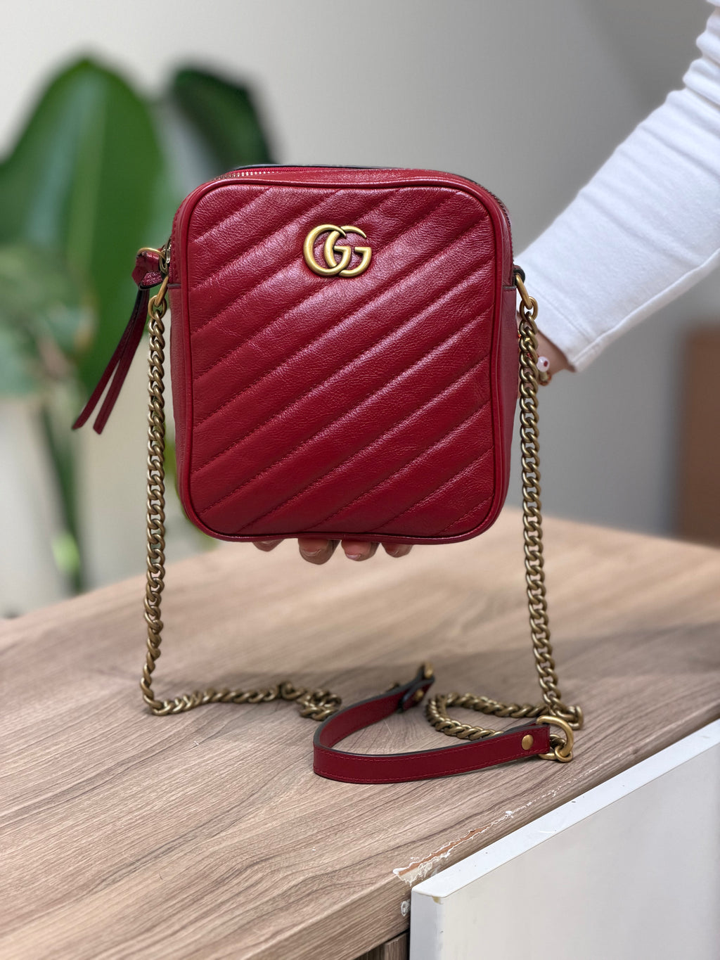 Gucci GG Marmont Red Matelassé Mini Shoulder Bag