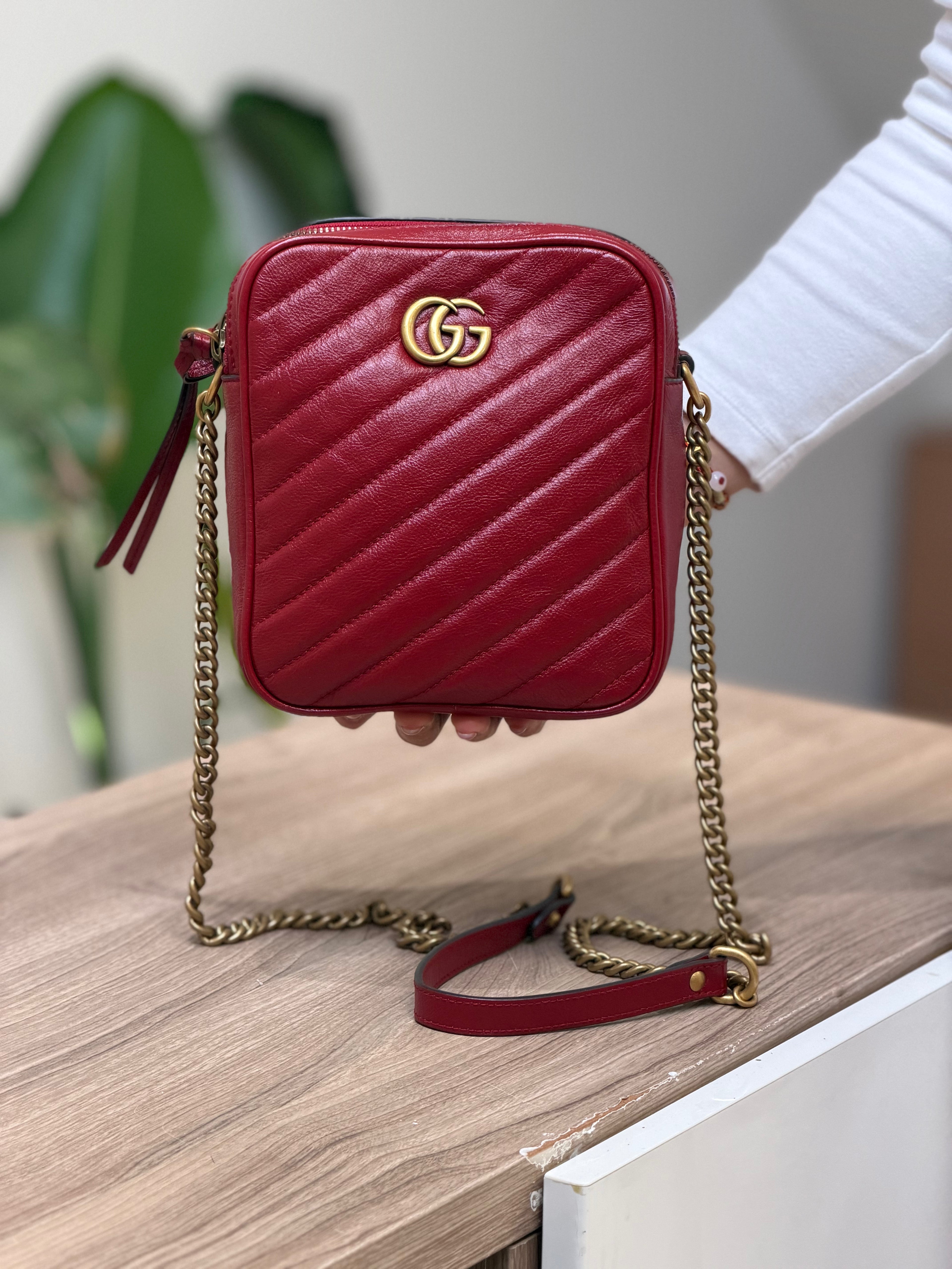 Gucci GG Marmont Red Matelassé Mini Shoulder Bag