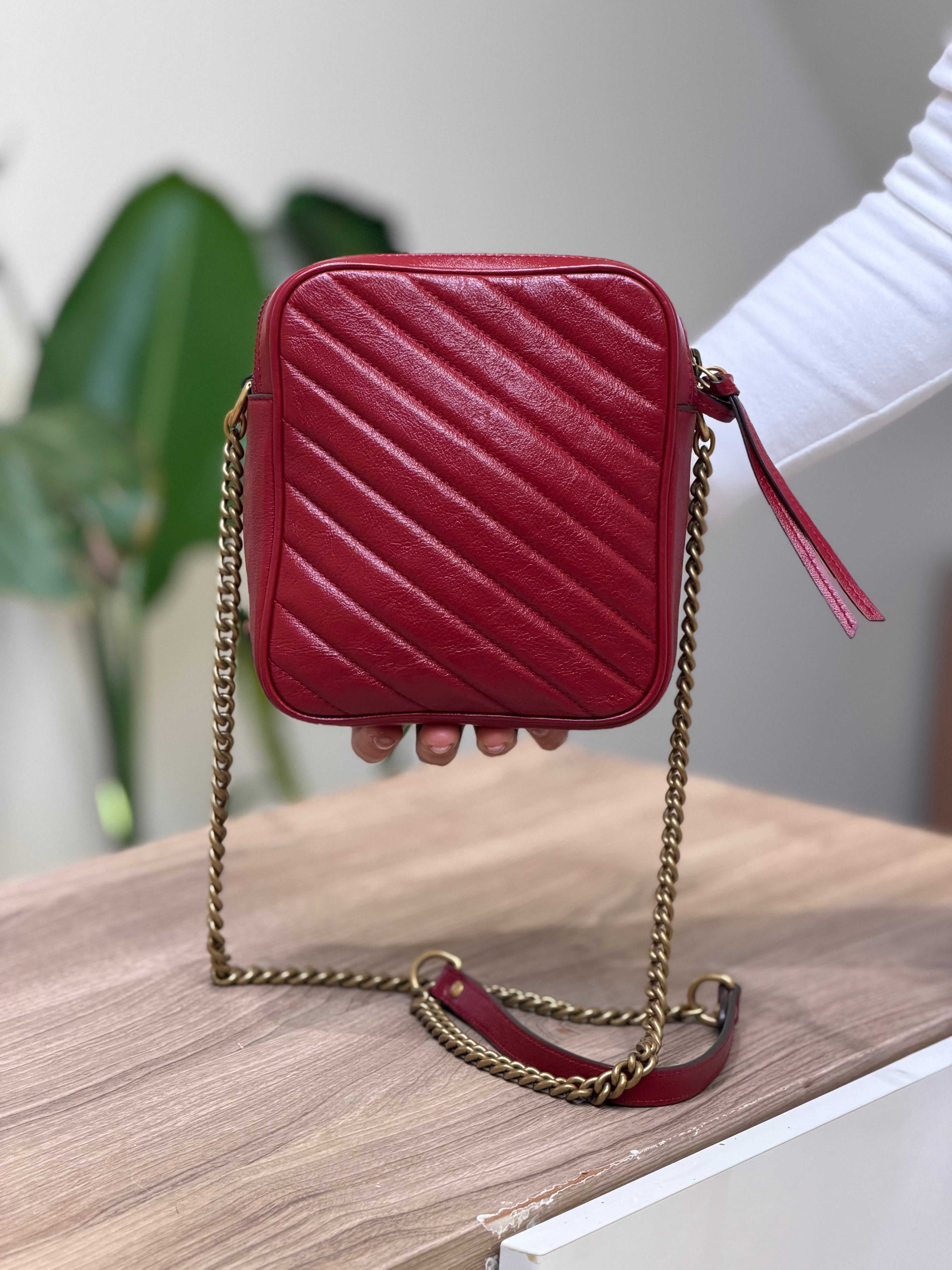 Gucci GG Marmont Red Matelassé Mini Shoulder Bag