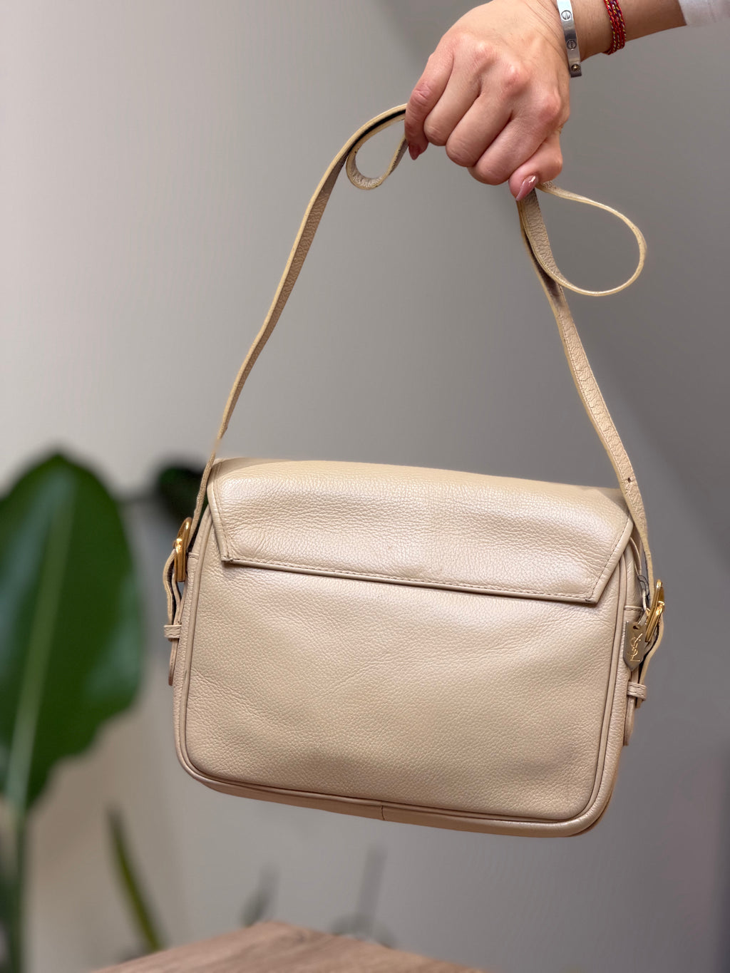 YSL Cream Leather Crossbody Bag