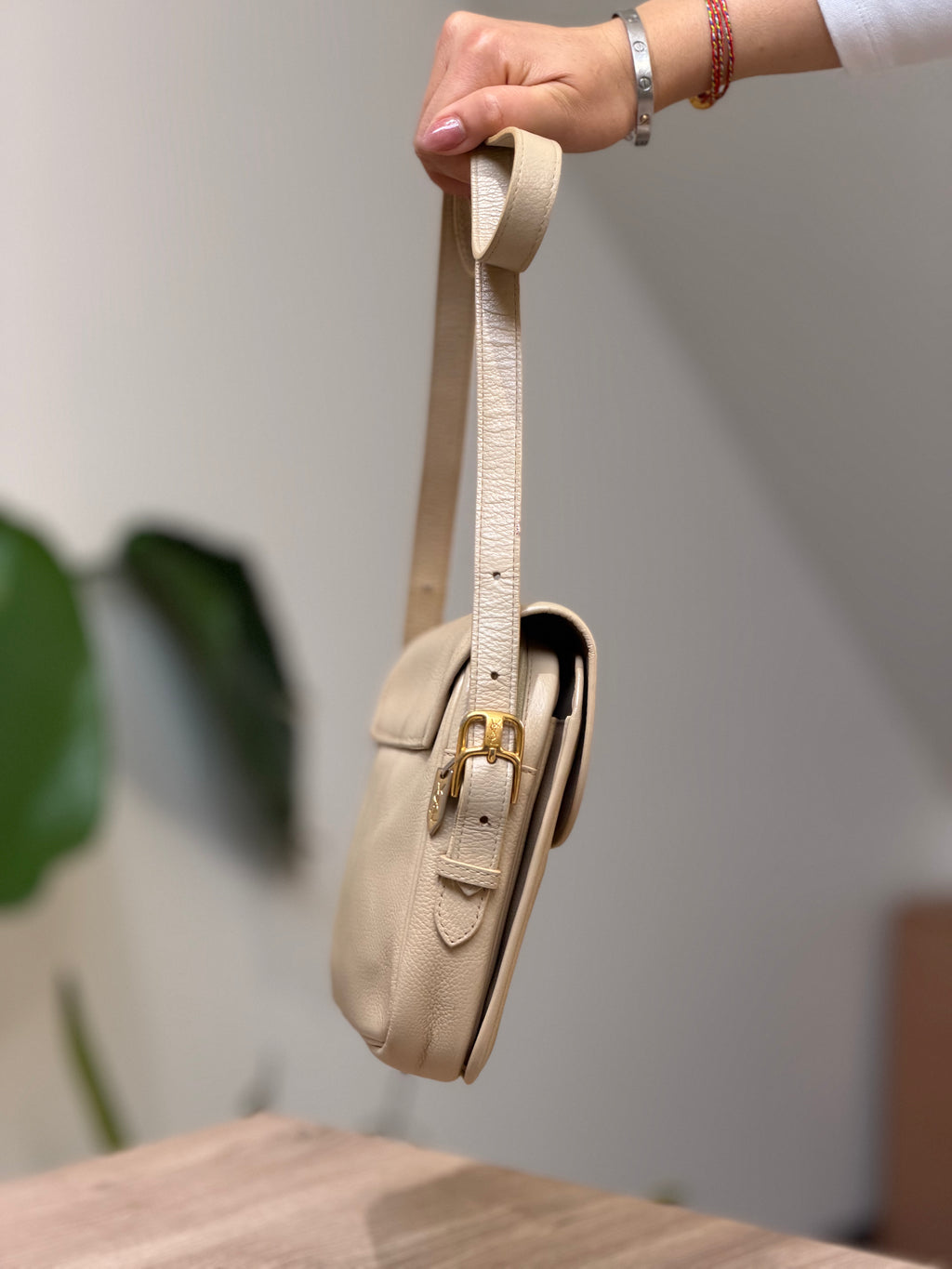 YSL Cream Leather Crossbody Bag