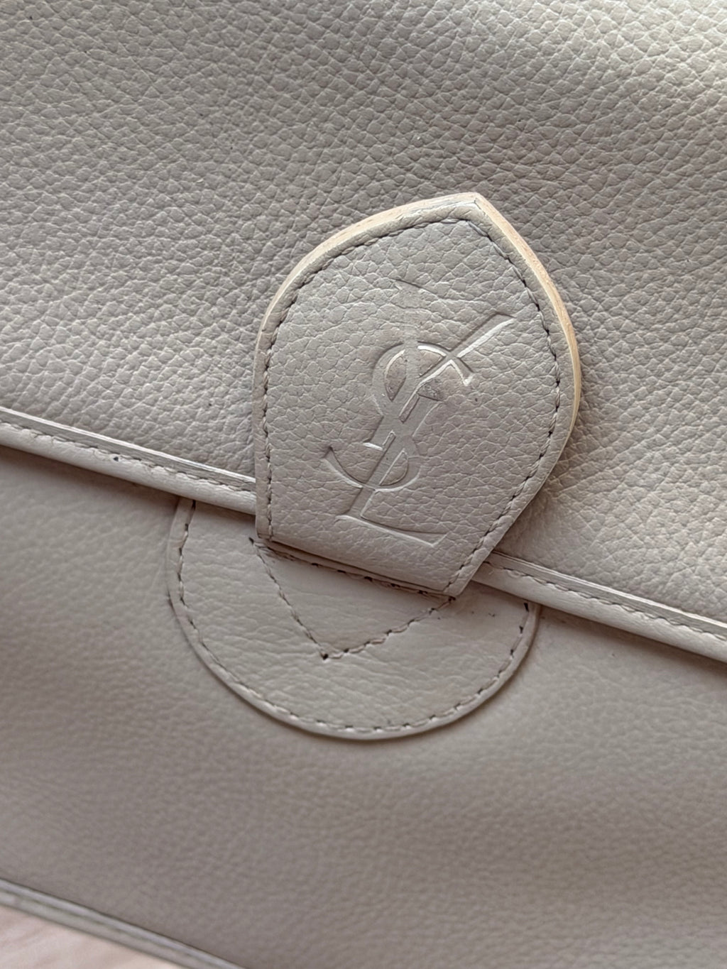 YSL Cream Leather Crossbody Bag