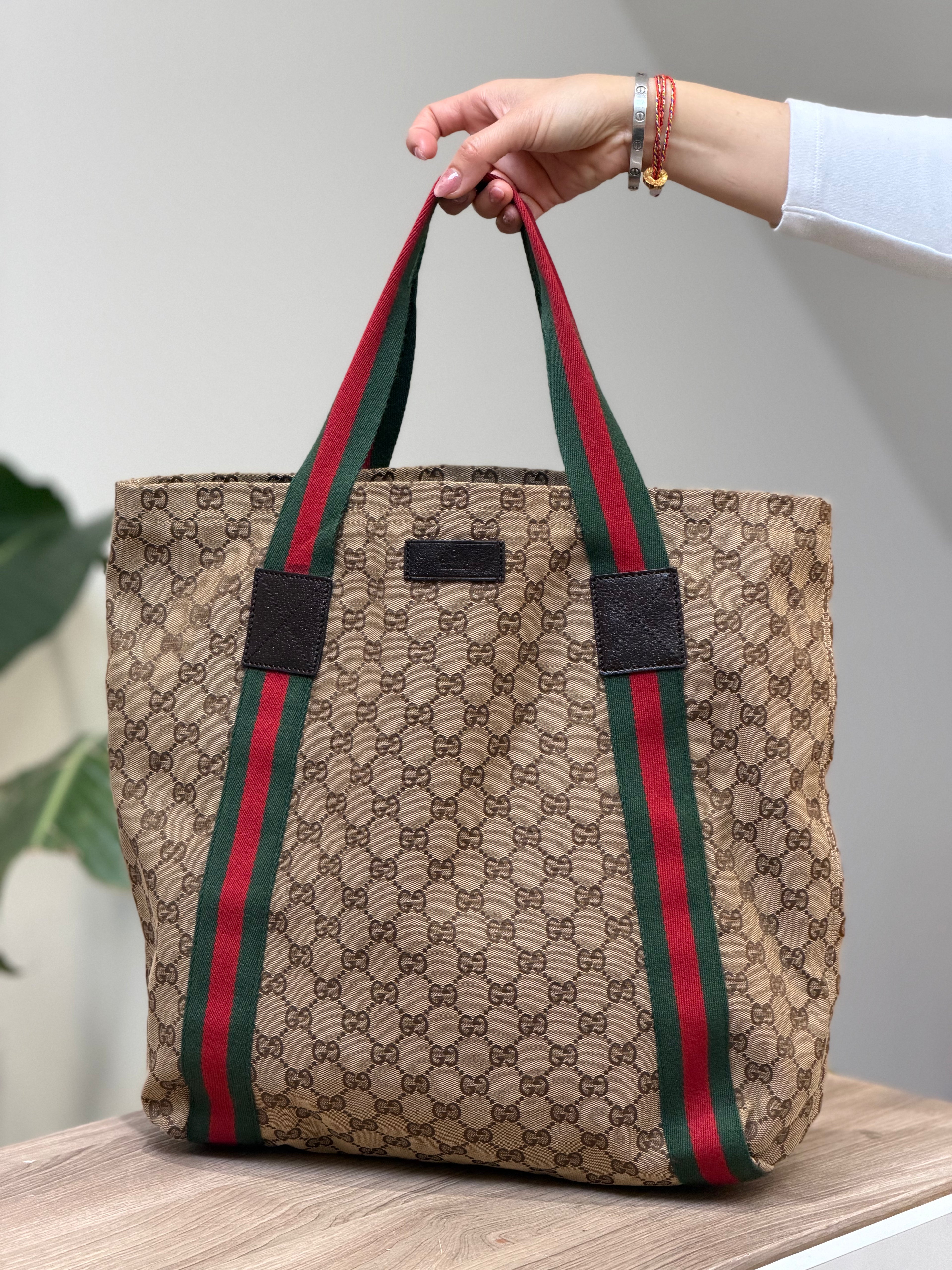 Gucci GG Supreme Web Stripe Tote Bag