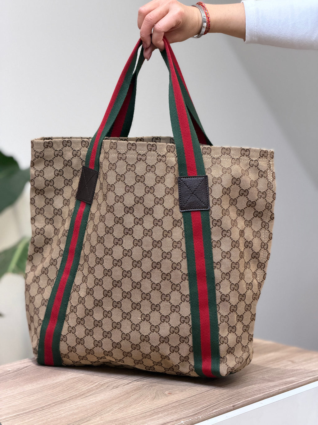Gucci GG Supreme Web Stripe Tote Bag