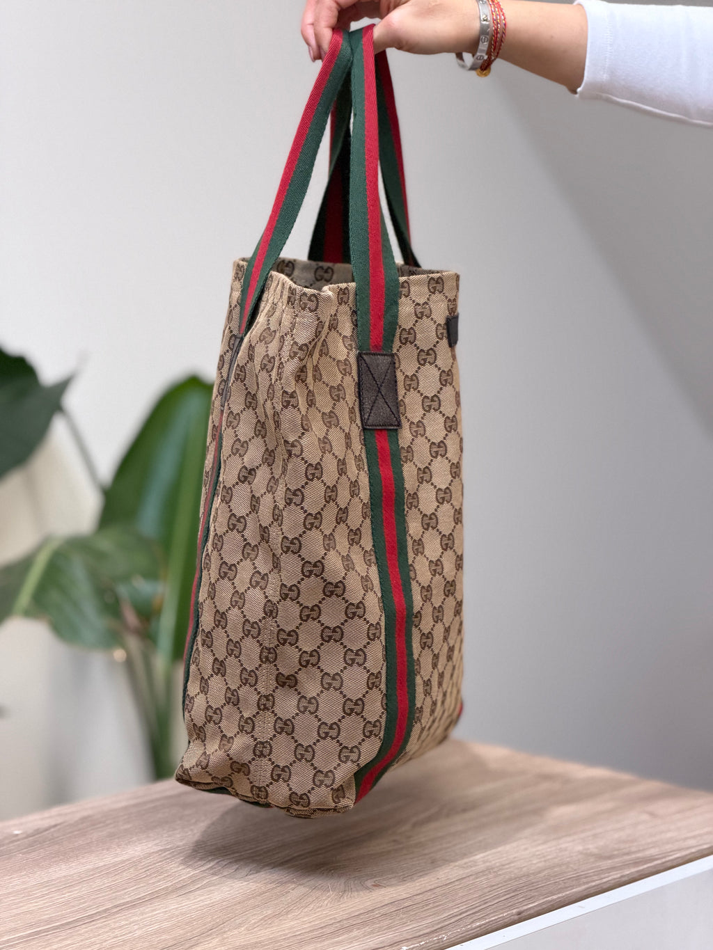 Gucci GG Supreme Web Stripe Tote Bag