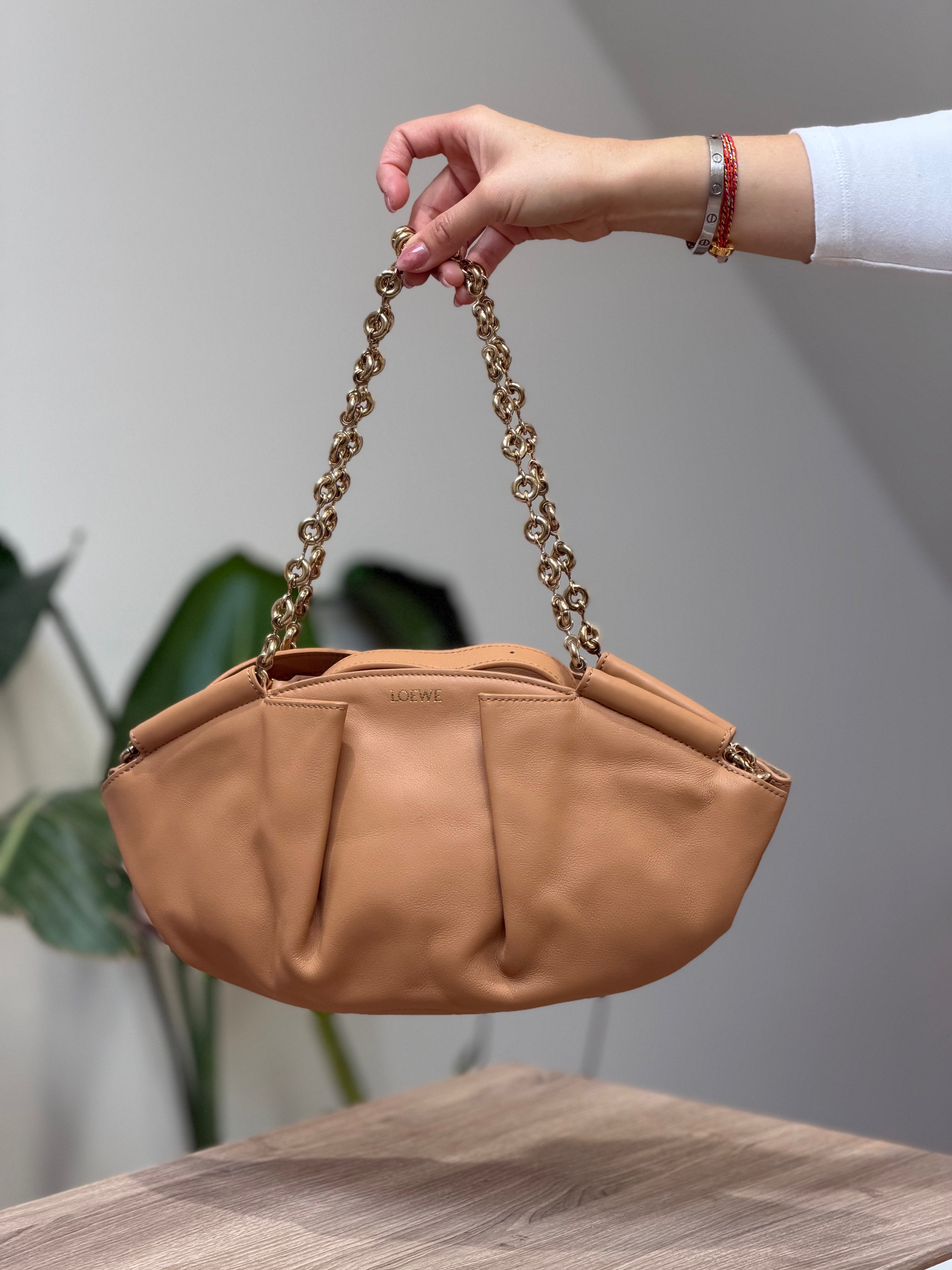 Loewe Tan Leather Chain Shoulder Bag