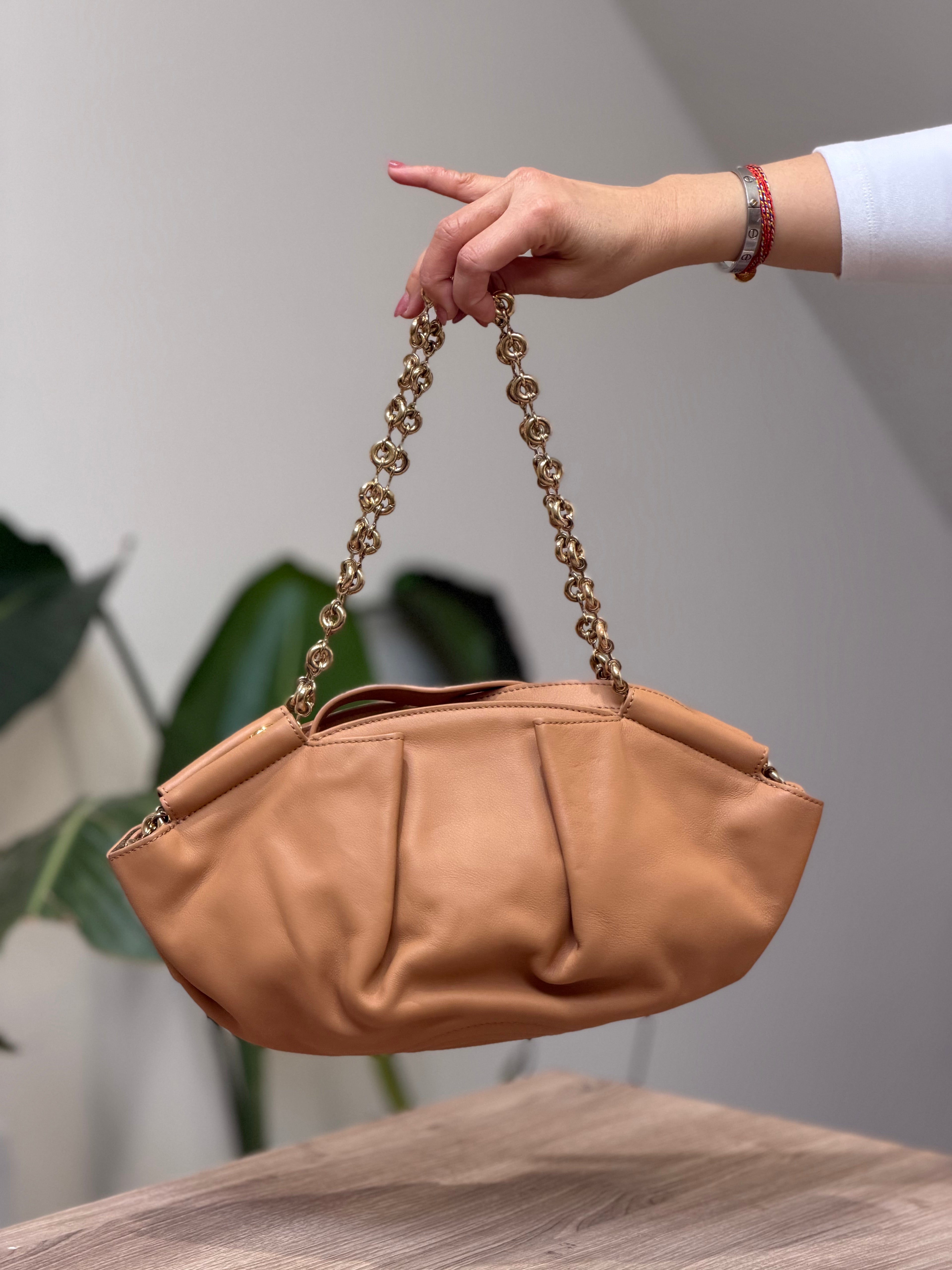 Loewe Tan Leather Chain Shoulder Bag