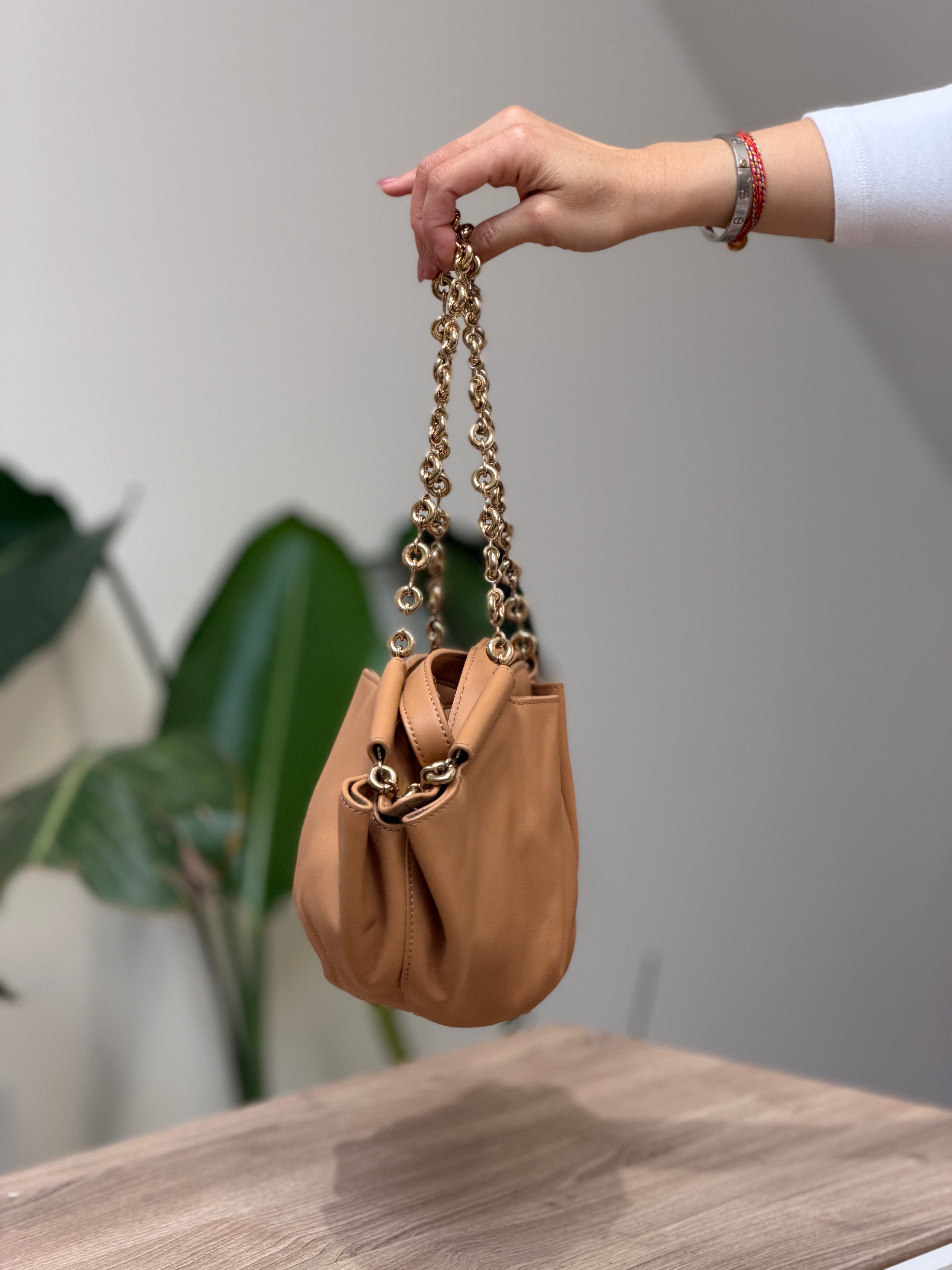 Loewe Tan Leather Chain Shoulder Bag