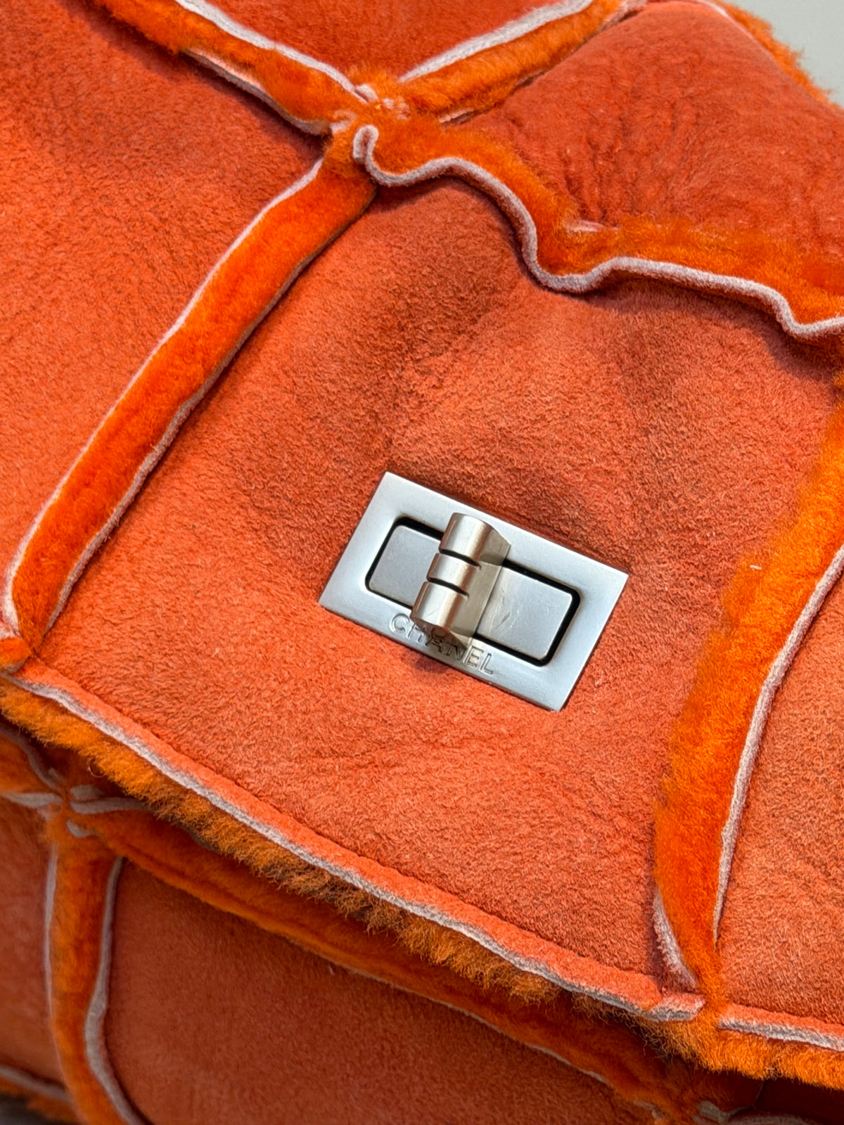 Chanel Orange Suede Patchwork Shoulder Bag