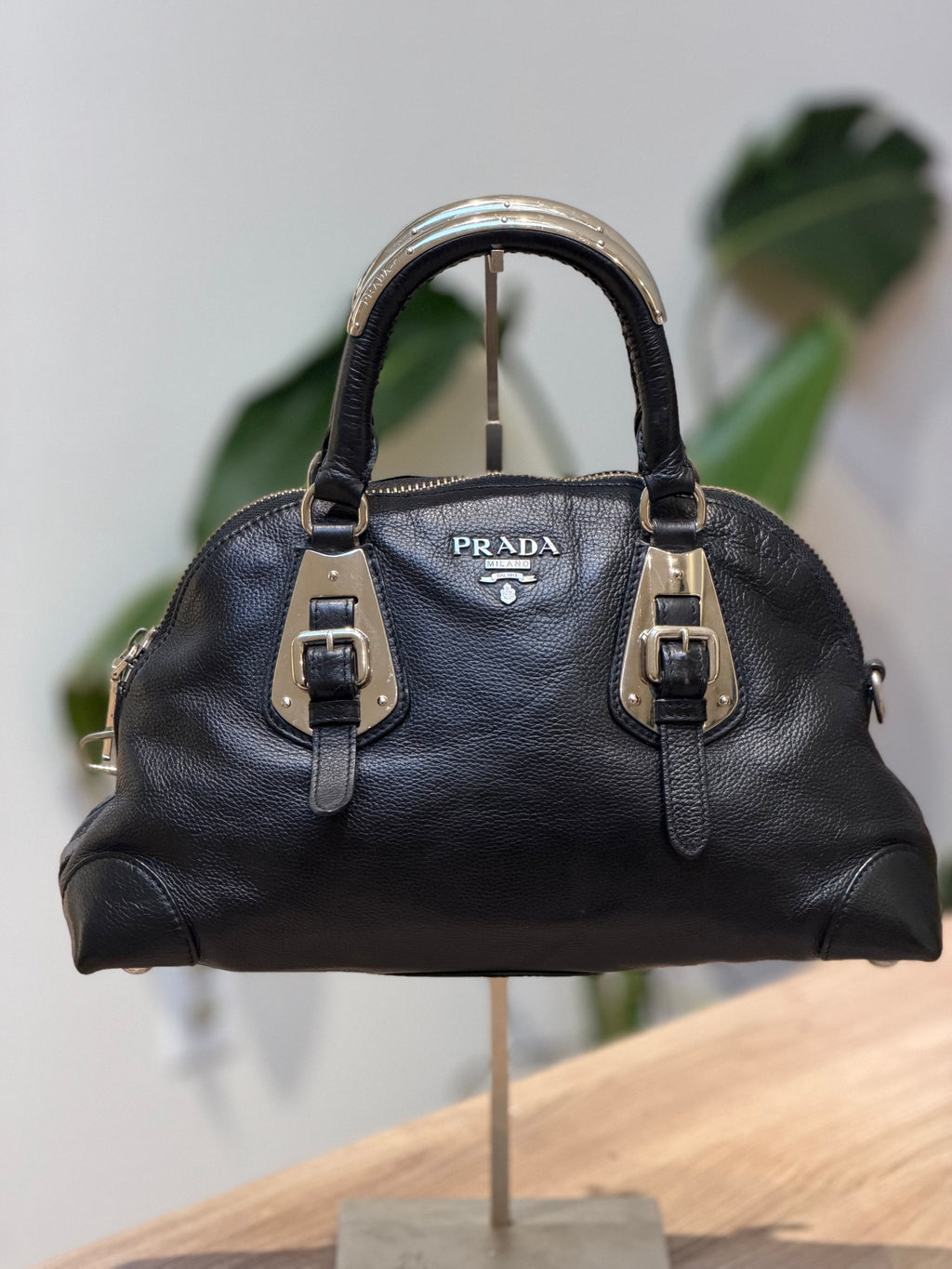 Prada Black Leather Top Handle Bag