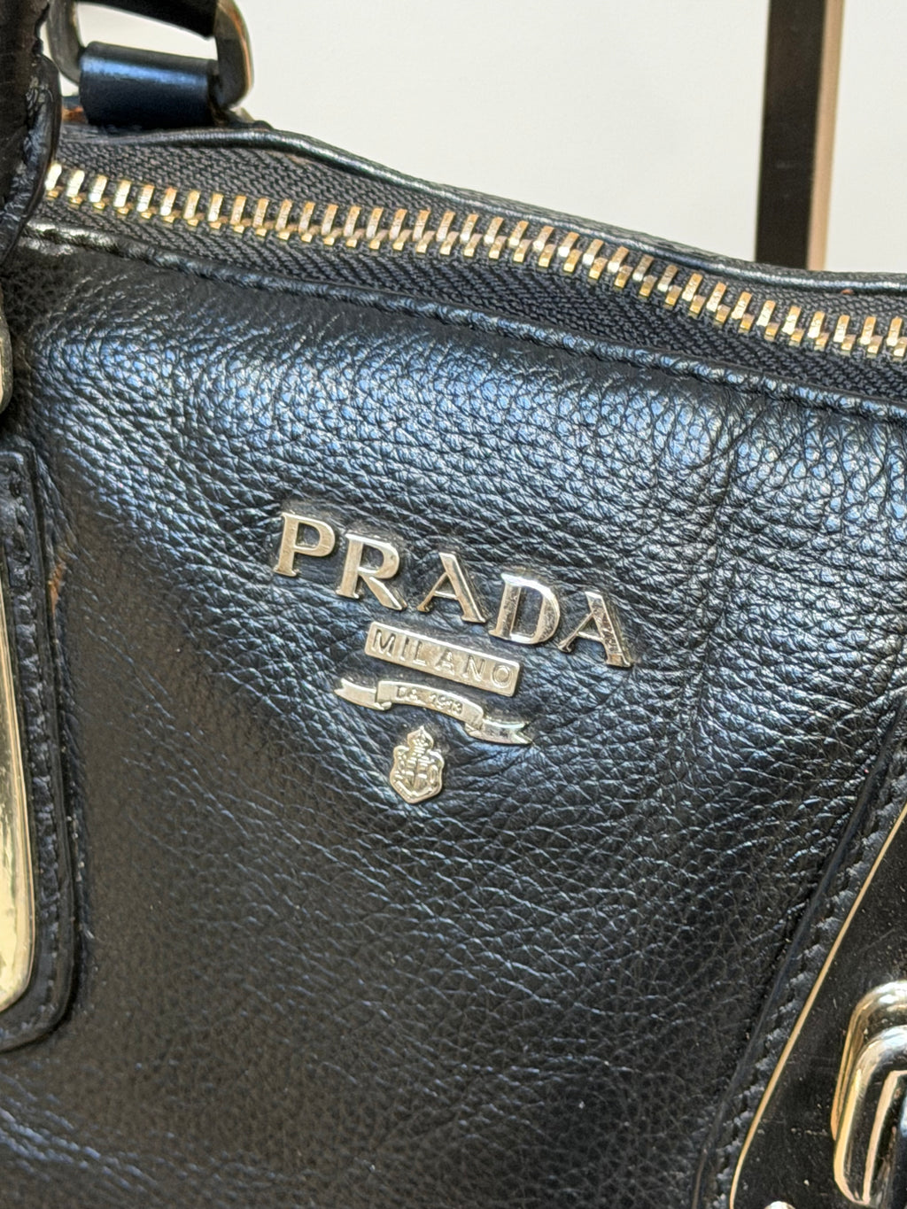 Prada Black Leather Top Handle Bag