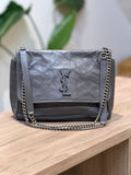 YSL Gray Leather Chain Shoulder Bag