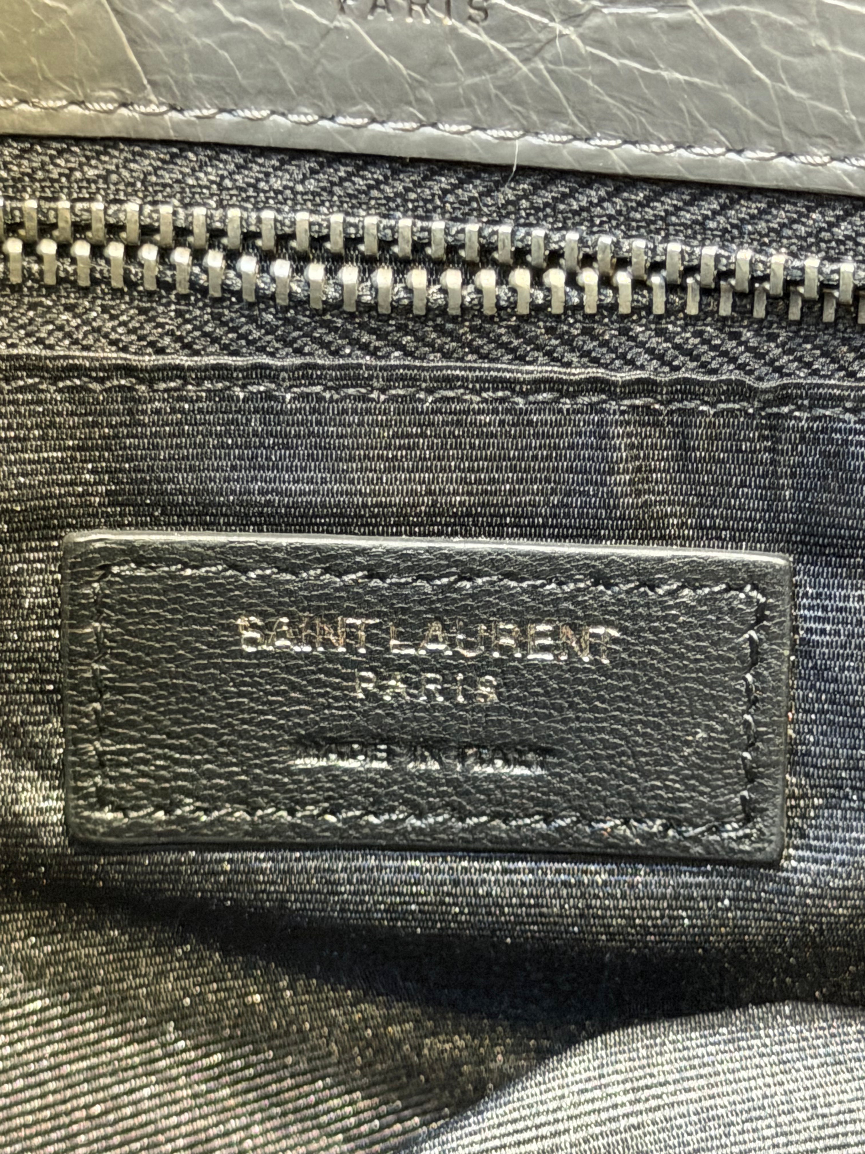 YSL Gray Leather Chain Shoulder Bag