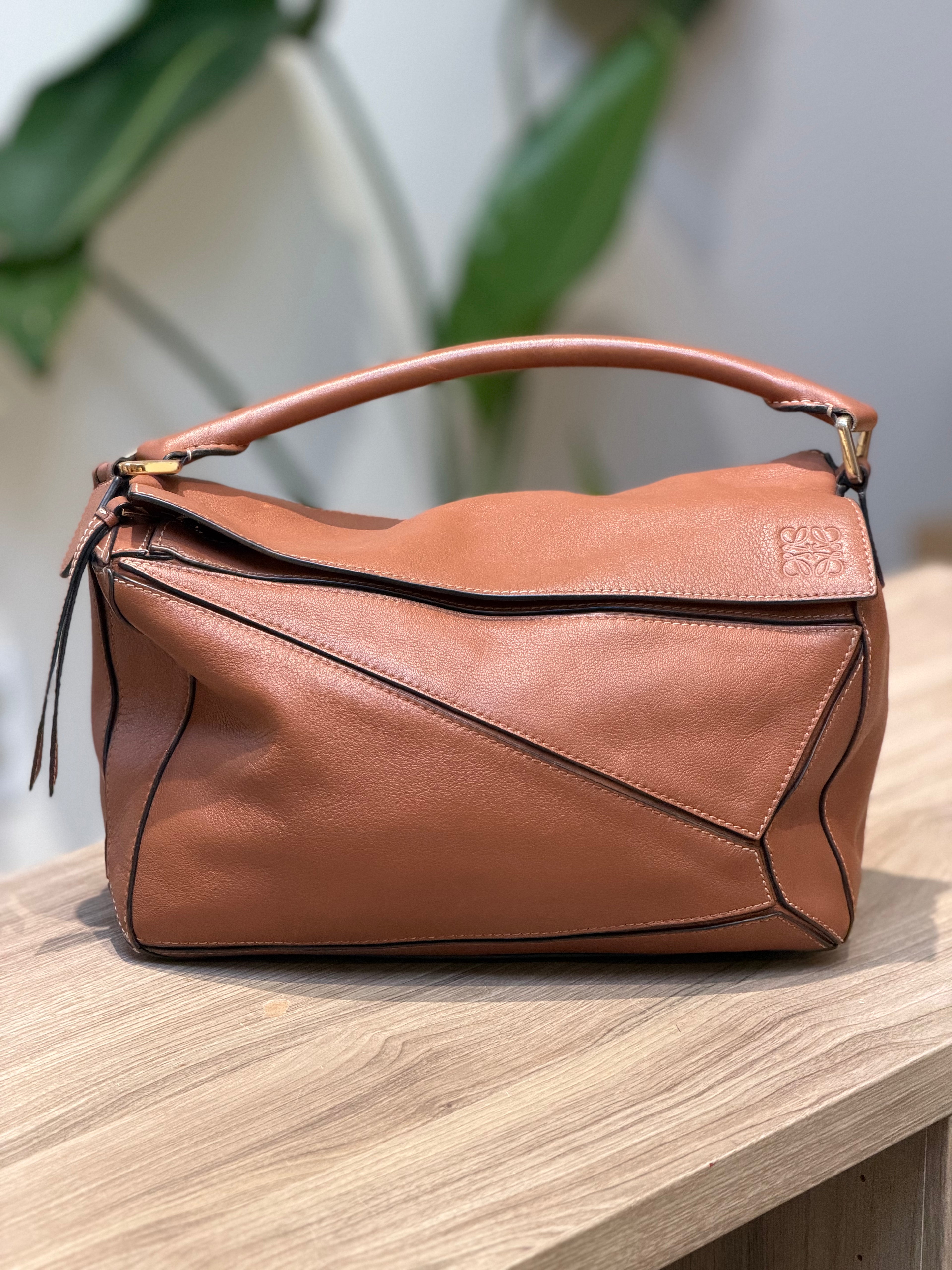 Loewe Brown Leather Puzzle Shoulder Bag
