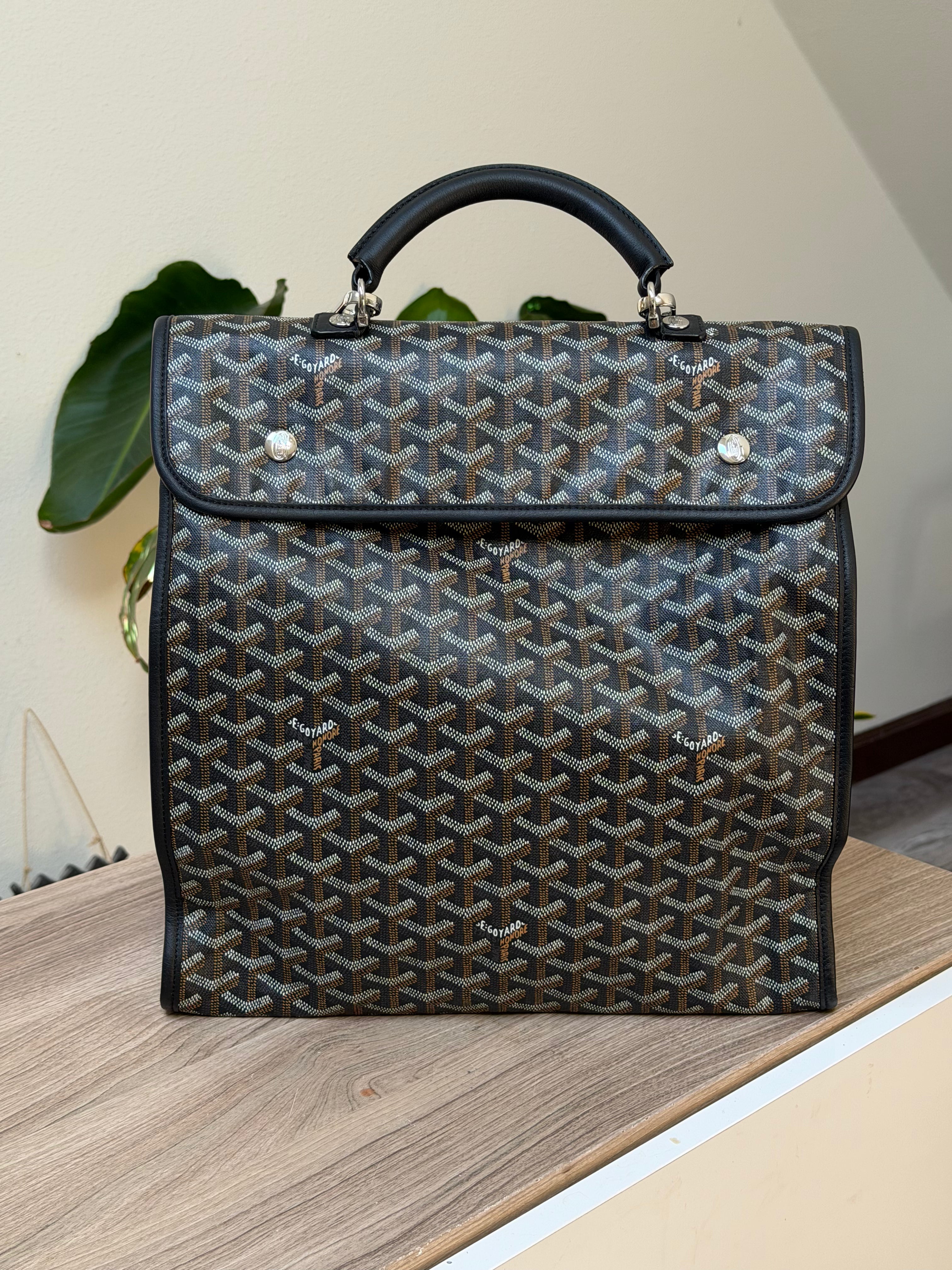Goyard Black Chevron Backpack