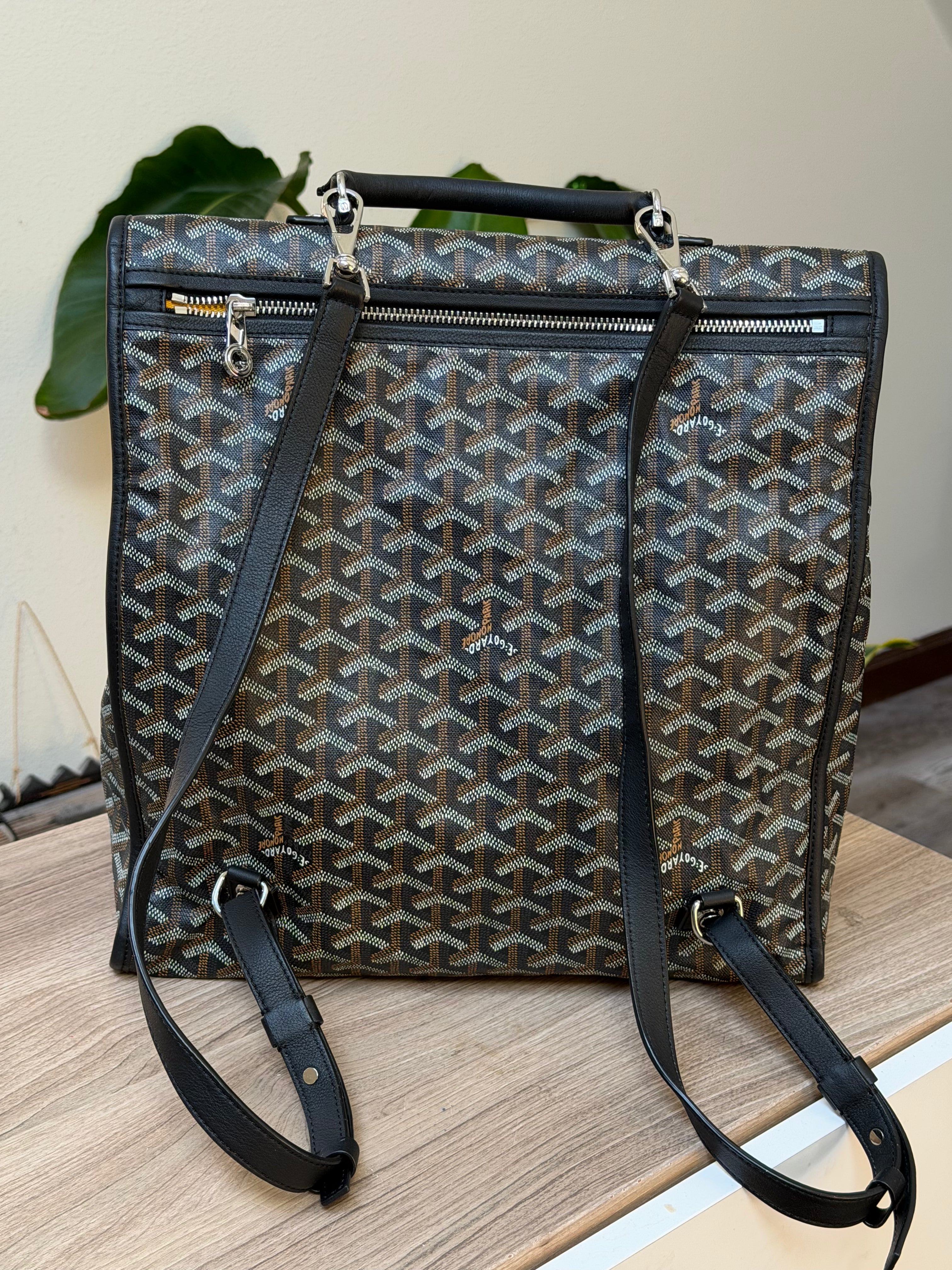 Goyard Black Chevron Backpack